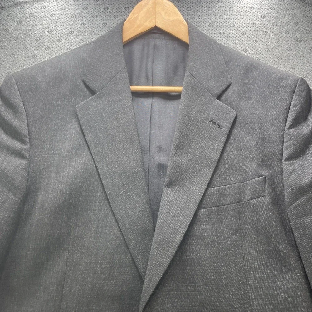 Alexandre London Savile Row Grey Textured Wool Suit 42L Pleated Cuffed W34xL32
